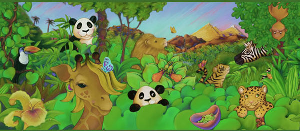 Cartoon Jungle Animals Prepasted Wallpaper Border Roll