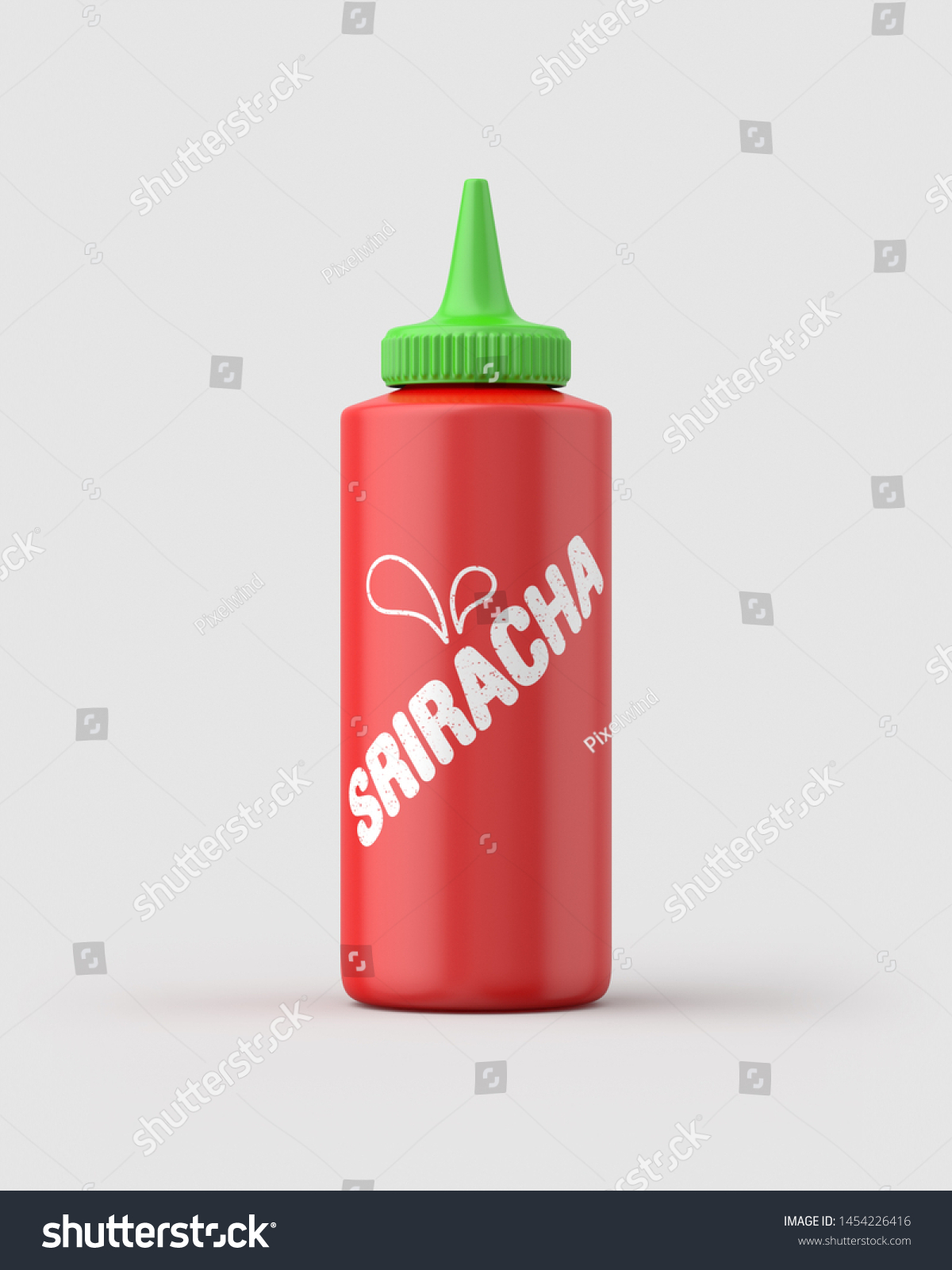 Sriracha Squeeze Bottle On Light Grey Miscellaneous Food And