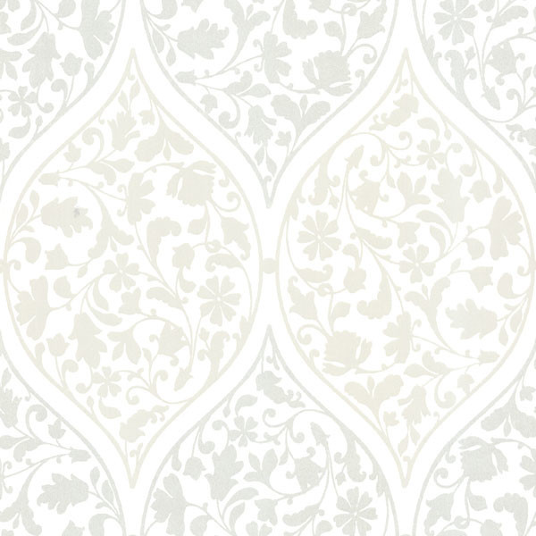 Adelaide Silver Ogee Floral Wallpaper Contemporary By