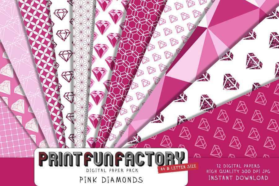 Diamonds Digital Paper Pink Pattern Scrapbook Background