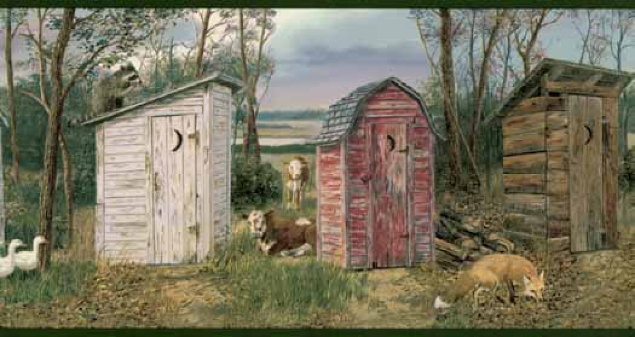 Rustic Outhouse Wallpaper Border Hs3061b
