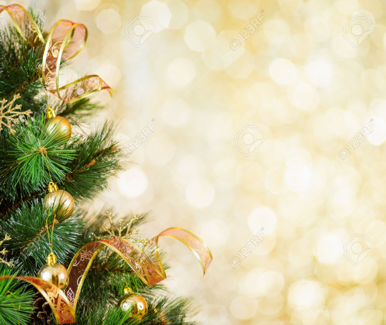 Golden Christmas Tree Background Stock Photo Picture And Royalty