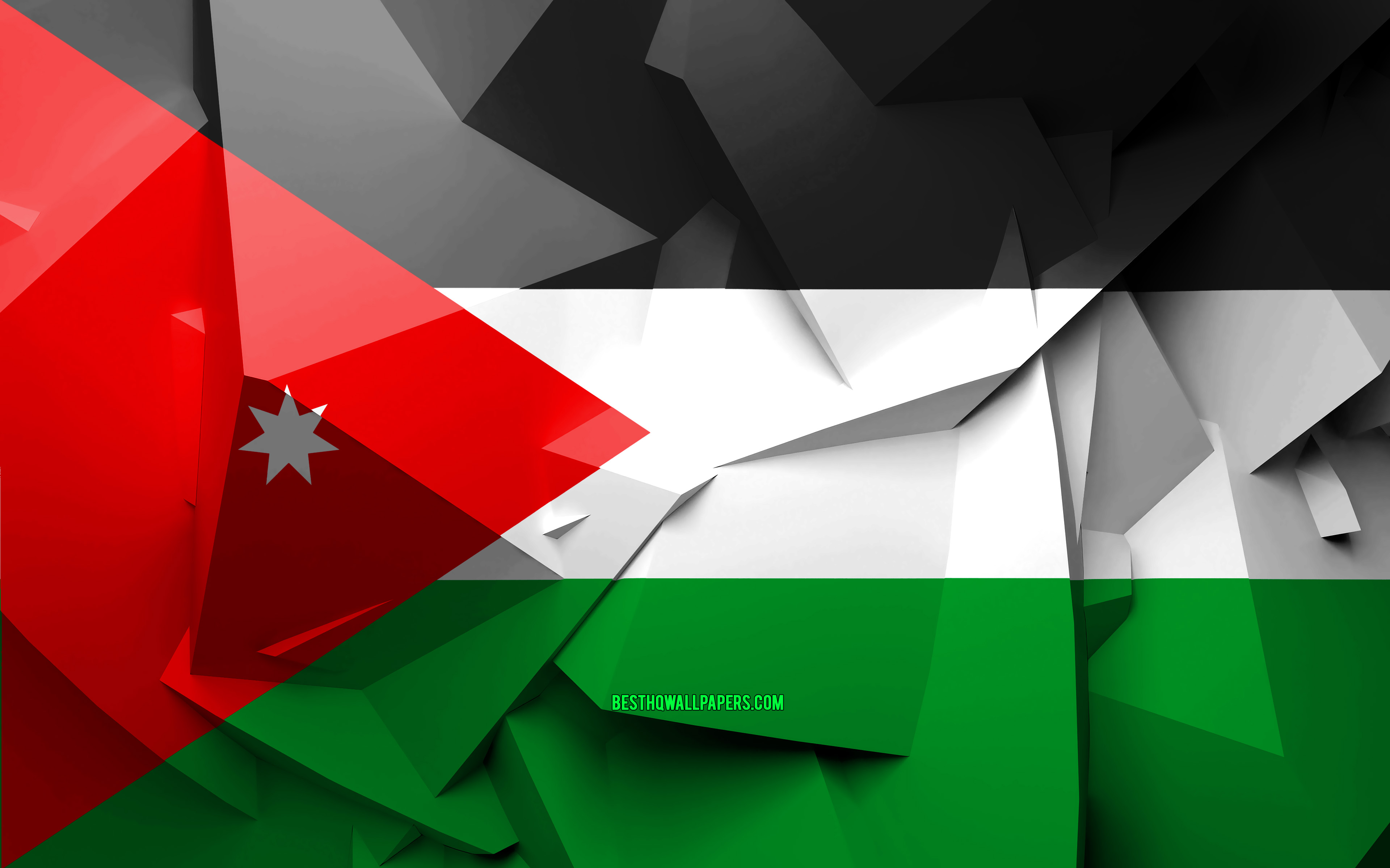 Wallpaper 4k Flag Of Jordan Geometric Art Asian