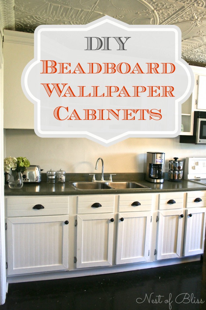 diy beadboard wallpaper cabinets promo 682x1024