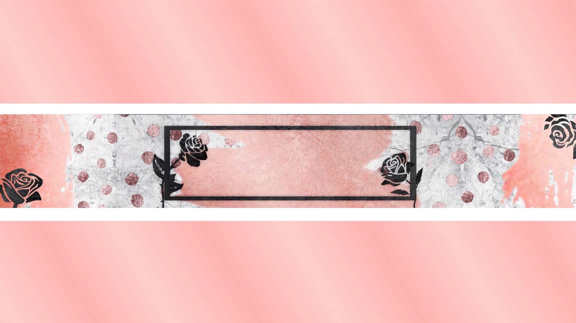 A Pink And Black Background With Roses On It Wallpaper