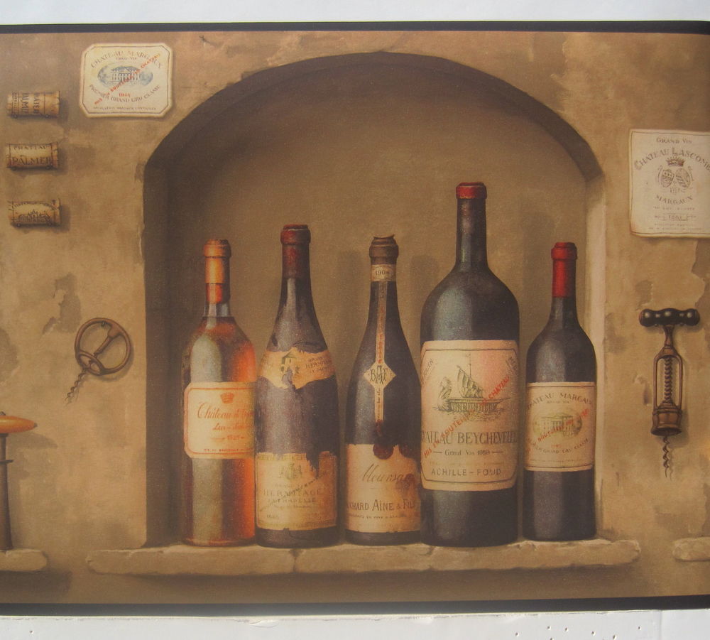 Wine Bottles Bordeaux Burgundy Cellar Wallpaper Borders