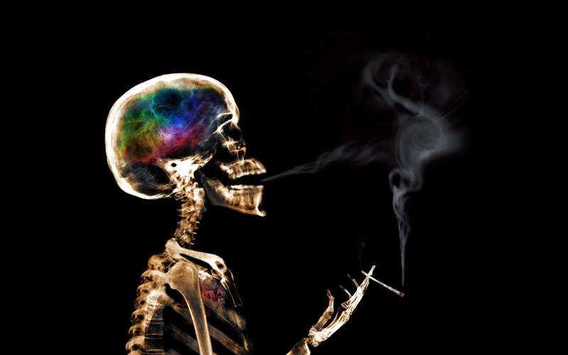 Smoke Marijuana Skeletons Xray Black Background Wallpaper