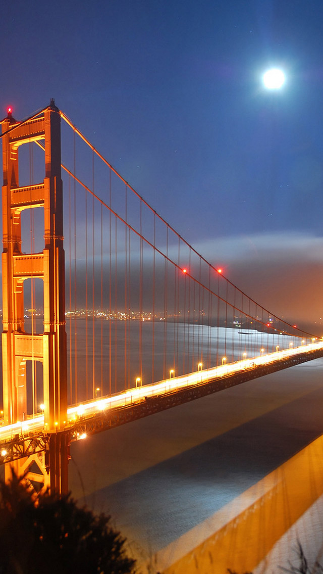 Golden Gate Bridge Moonlight iPhone 5s Wallpaper