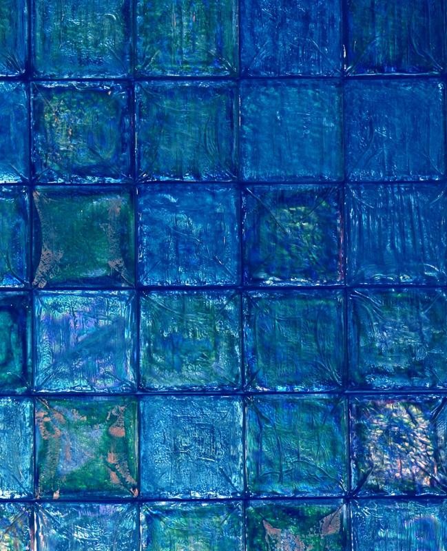 Two Tone Iridescent Tile Blue Glass Wallpaper