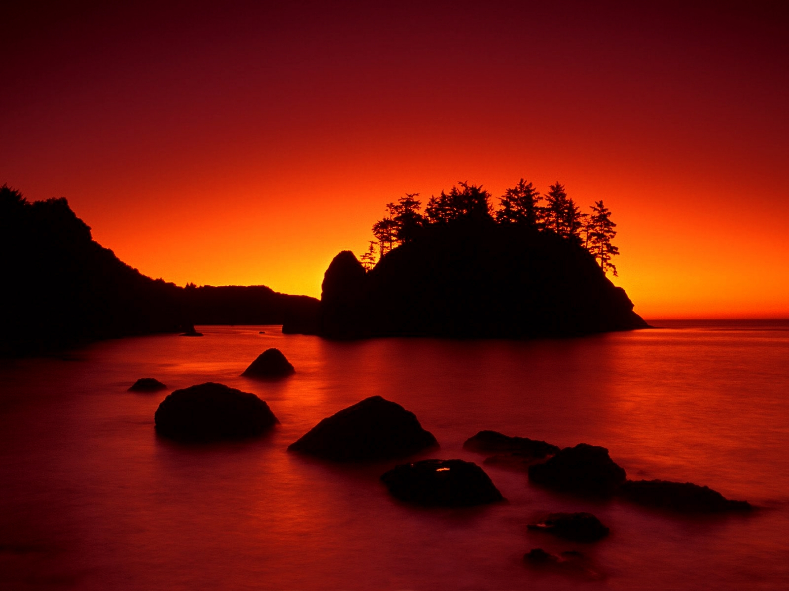 Red Sunset Ocean Dark Island wallpapers Red Sunset Ocean Dark