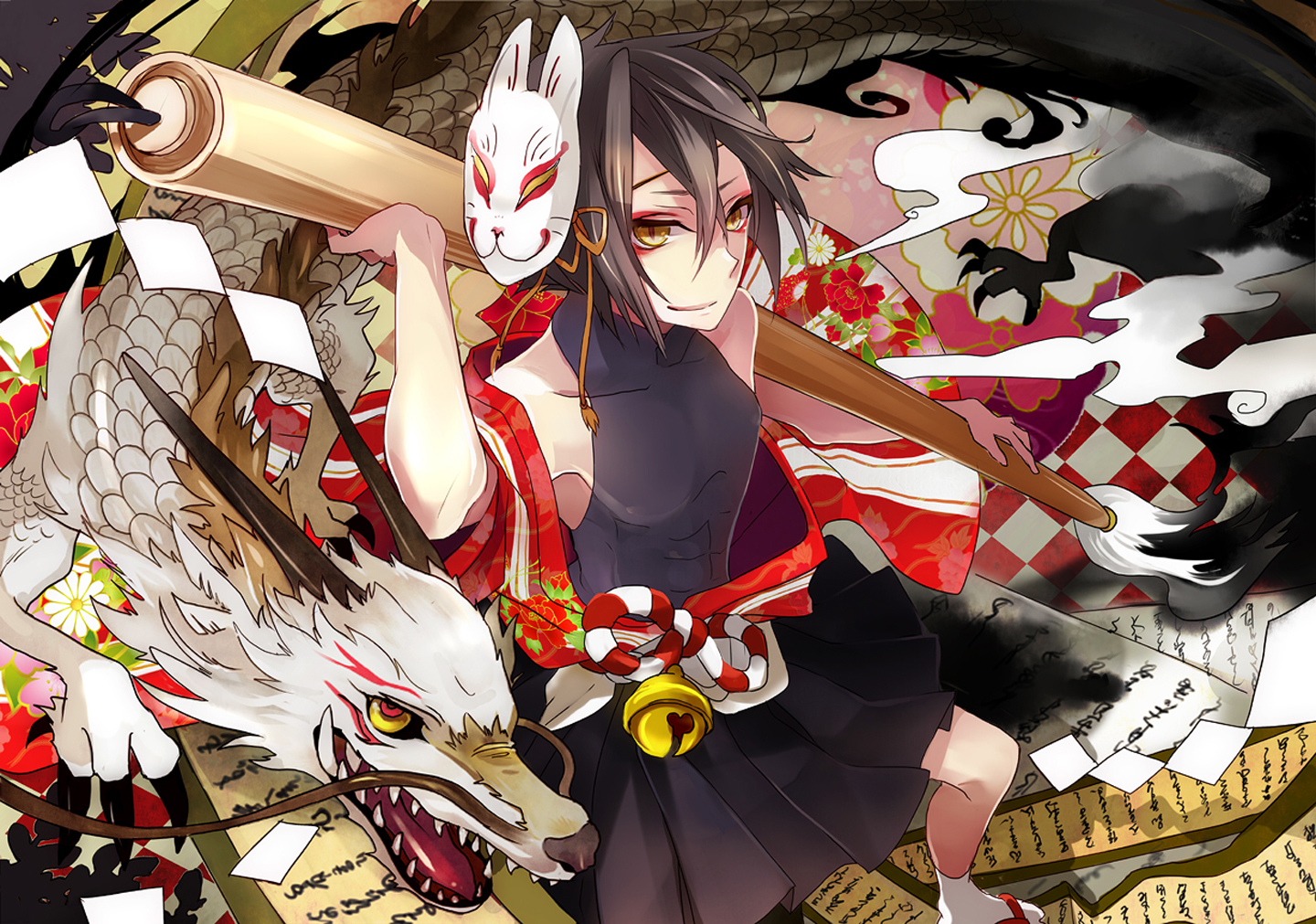 Cool Anime Guy Dragon Mask HD Wallpaper Desktop Pc Background