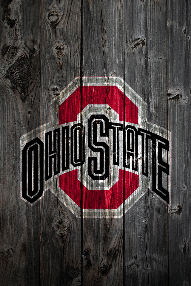 Ohio State Buckeyes Logo On Wood Background iPhone