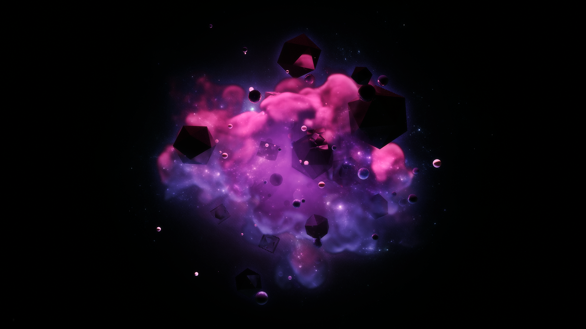 Purple Polygon In Smoke 3d HD Wallpaper Background