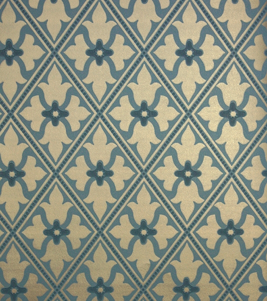 Bayham Abbey Wallpaper Gold And Teal Blue With Trellis