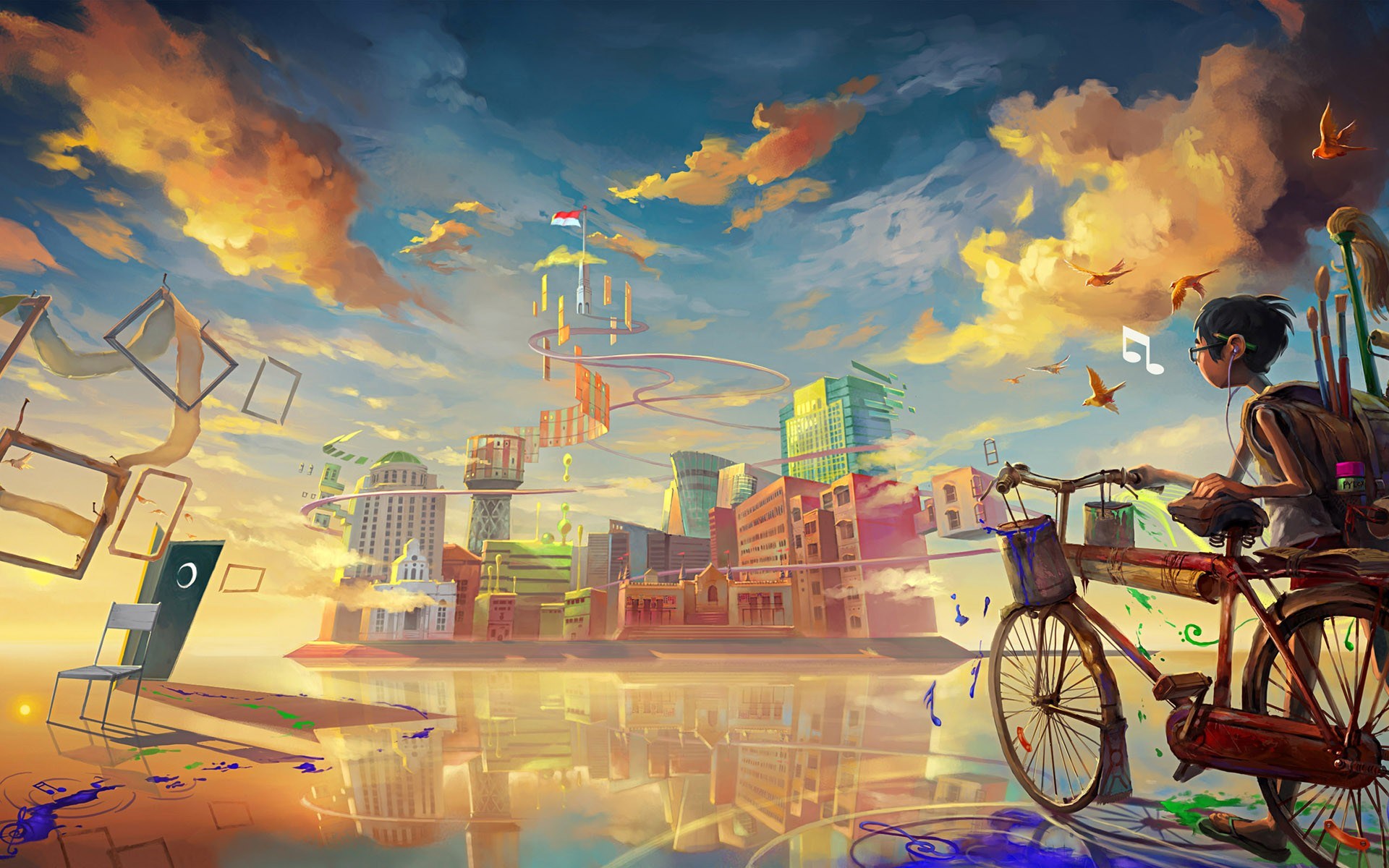 Boy Bicycle Digital Painting Anime Wallpaper Artist Life In Color
