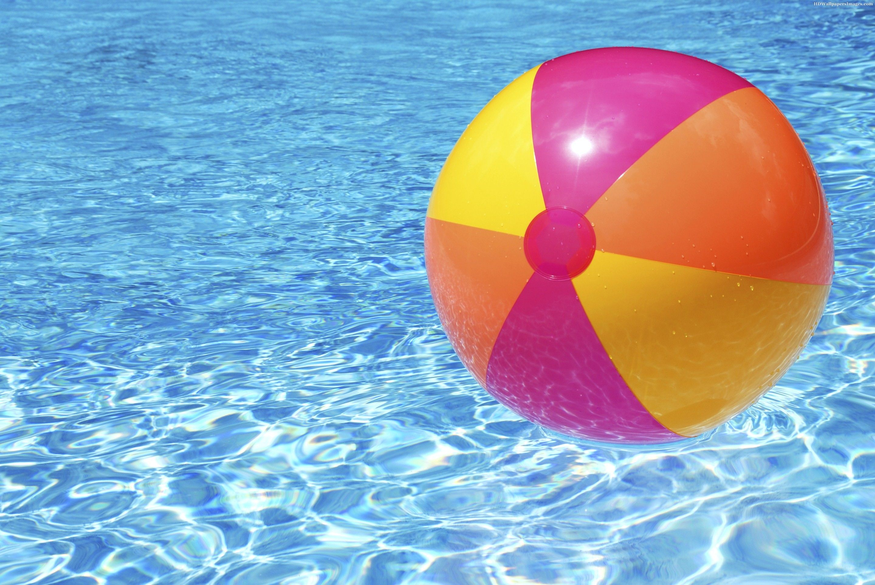 Beach Ball Floating On Water Image HD Wallpaper