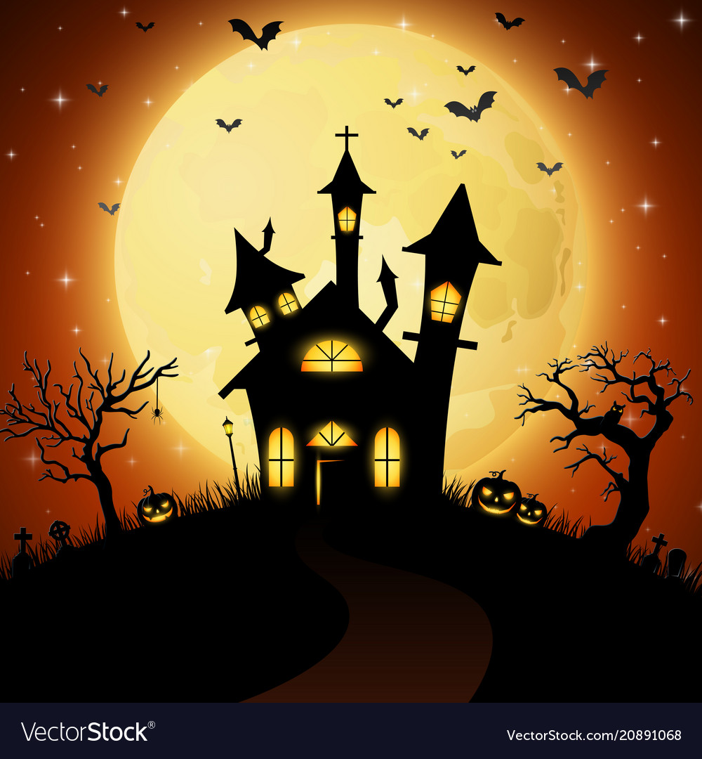 Halloween Background With Scary Church Royalty Vector