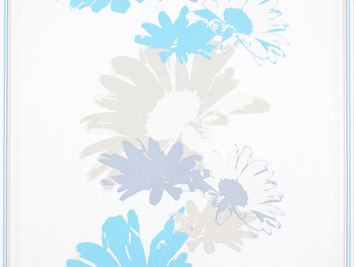 Wallpaper Flower Cream Beige Turquoise Grey Rasch