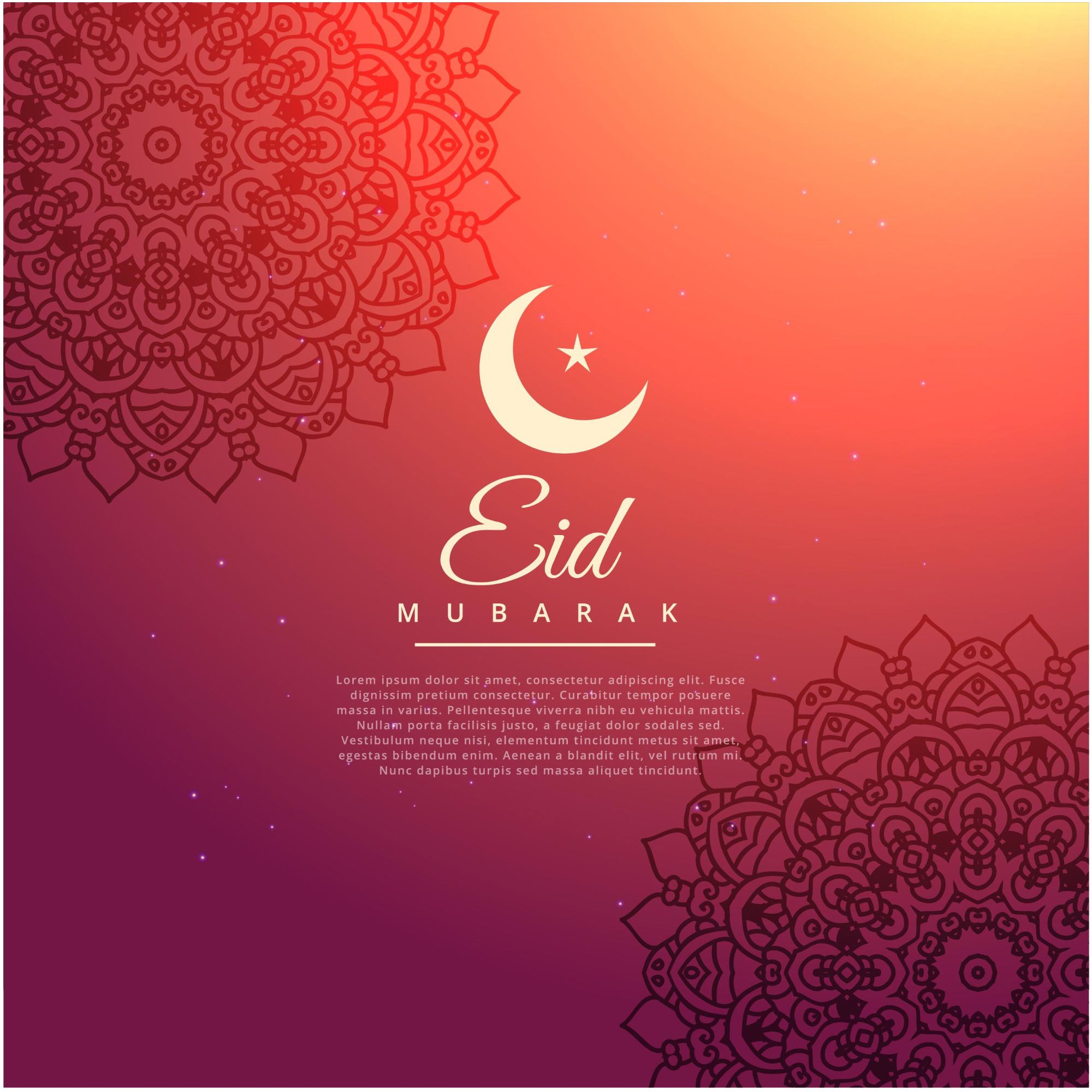 Best Eid Mubarak Vector Greeting Card Background With