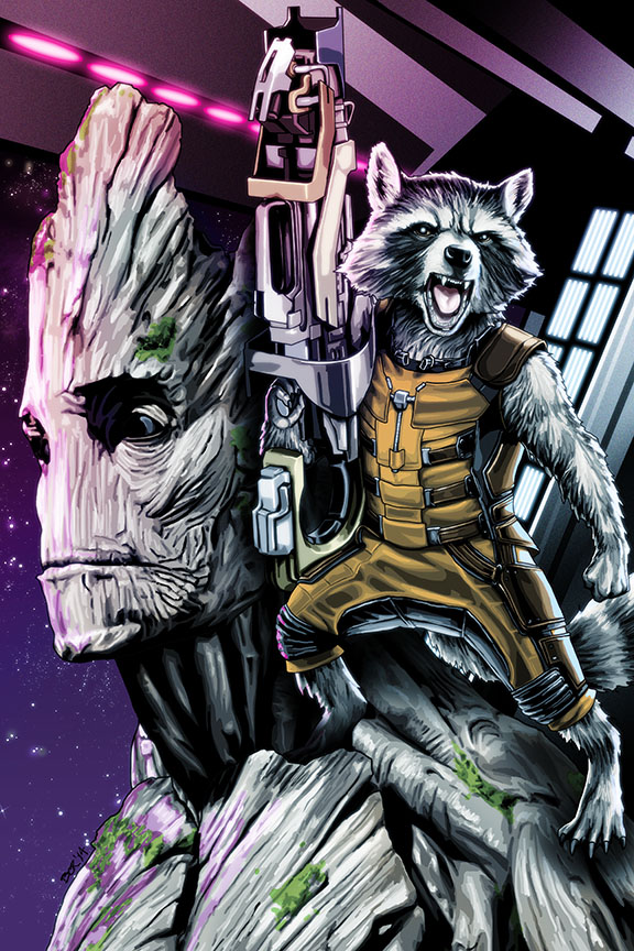 Rocket Raccoon And Groot By Odysseyart