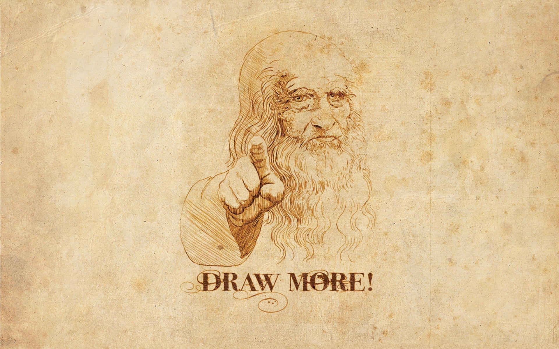 Da Vinci Inscription Portrait Drawing Artist Gesture Wallpaper