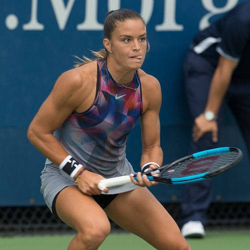 Maria Sakkari On The Court Showcasing Her Formidable Tennis Wallpaper