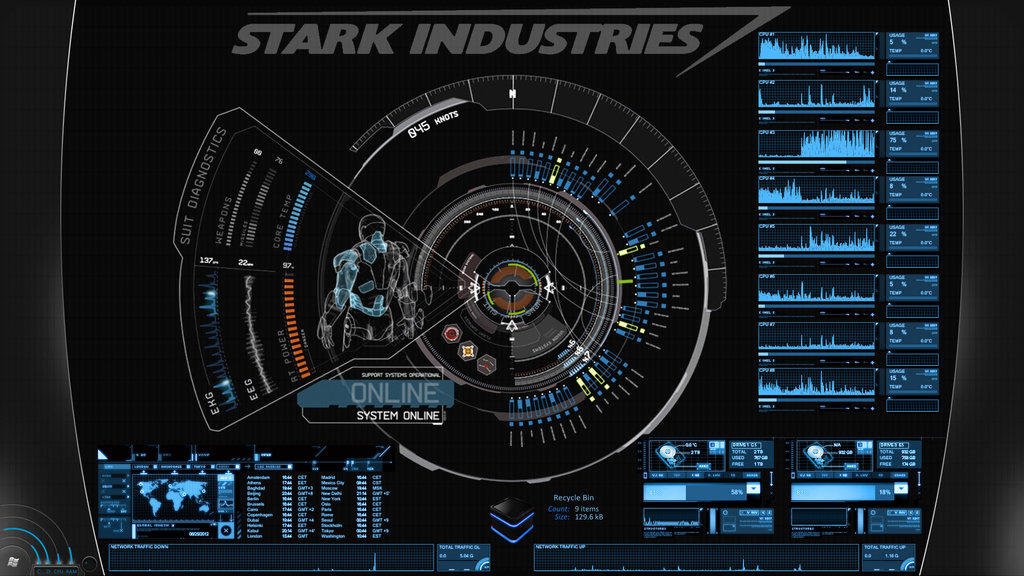 Jarvis Iron Man Blue Rainmeter Theme By Edreyes