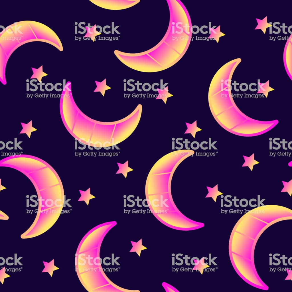 Seamless Pattern With Gradient Yellow And Pink Colored Crescent