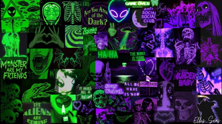Neon Green And Purple Laptop Wallpaper