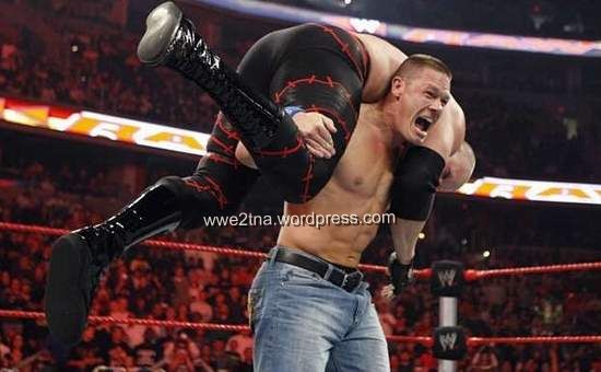 John Cena Beating Kane Wwe Superstars Wallpaper