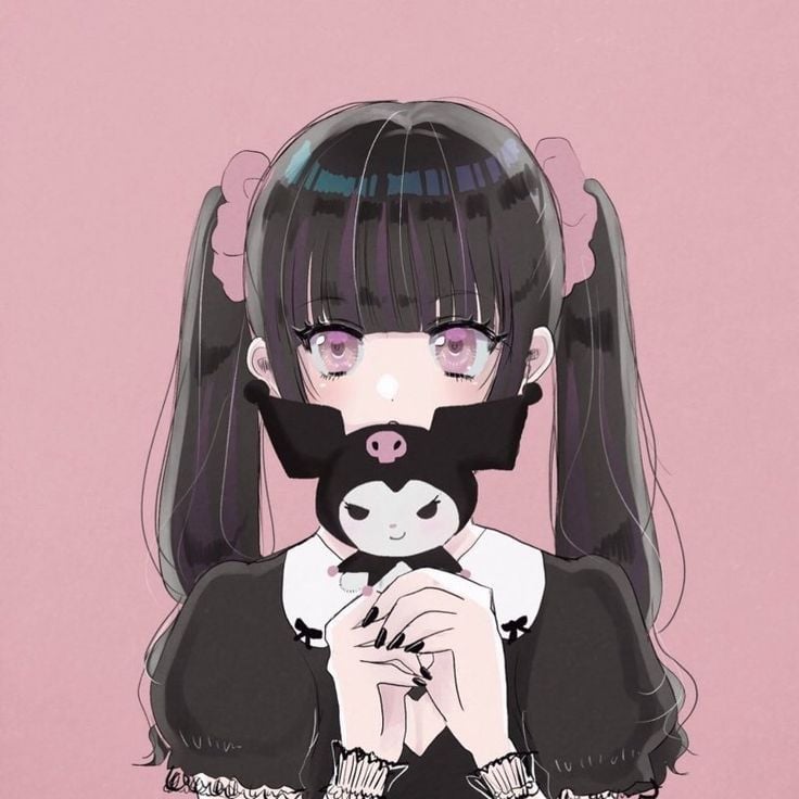 digital style painting emo anime girl black long m  OpenArt