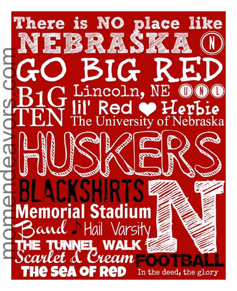 Spirit Subway Art Huskers Printable College Football Link Party