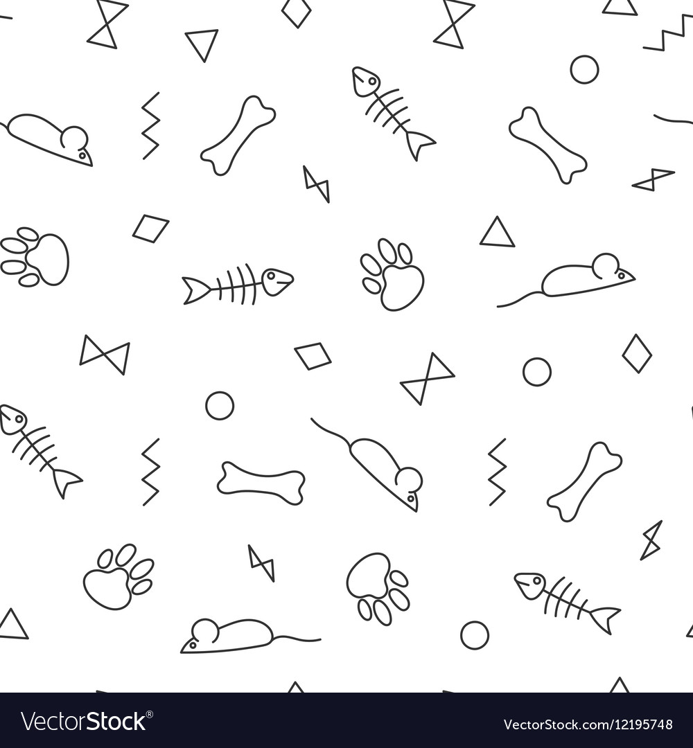 Pet Background Bones Paws Trail Fishbones And Vector Image