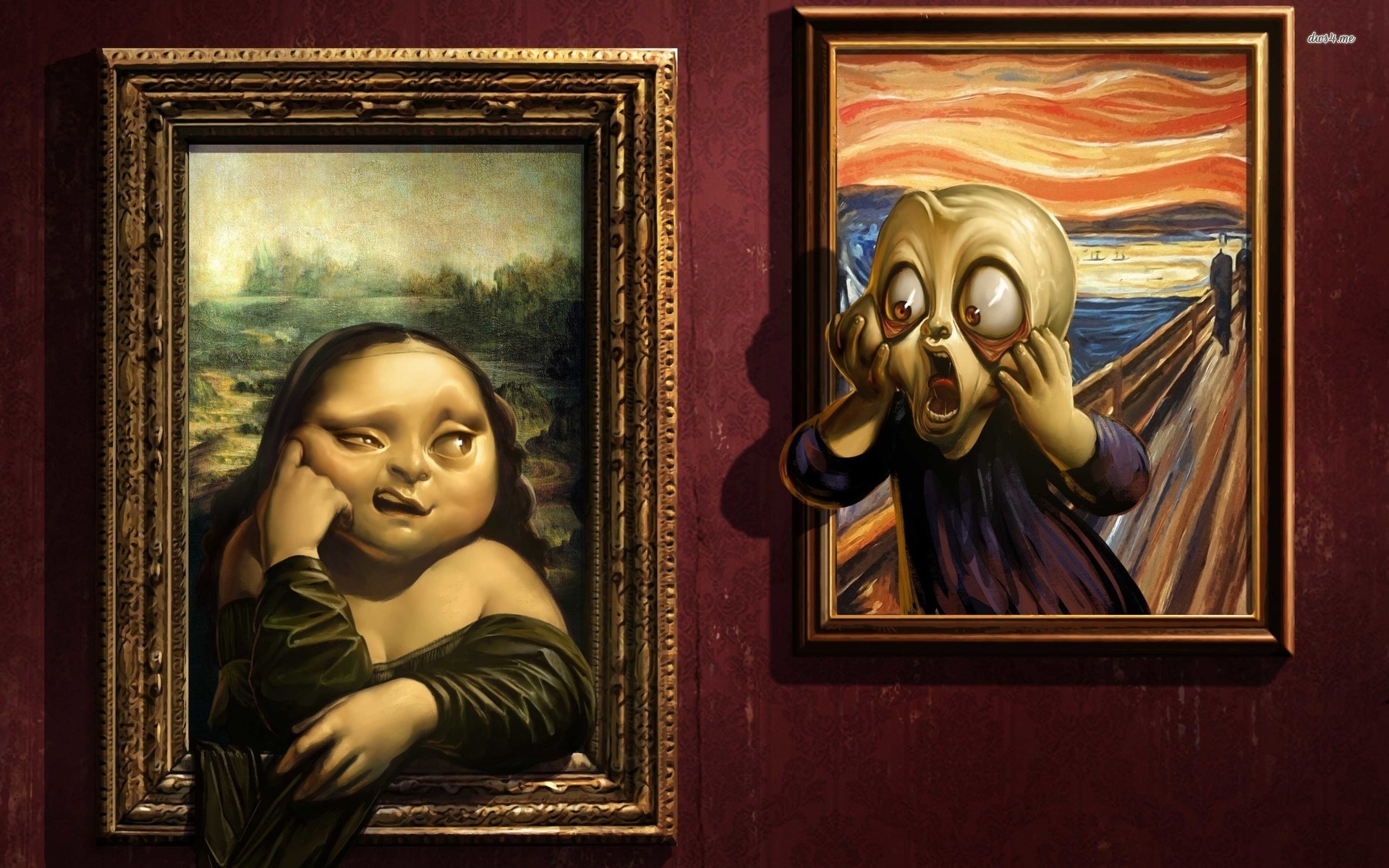 The Scream Scared By Mona Lisa Wallpaper Funny