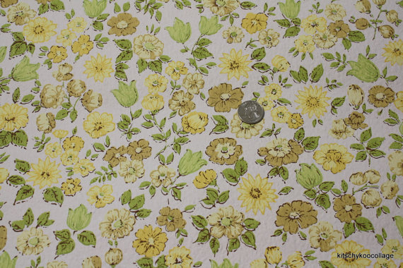 S Vintage Wallpaper Yellow And Green Floral By Retrowallpaper