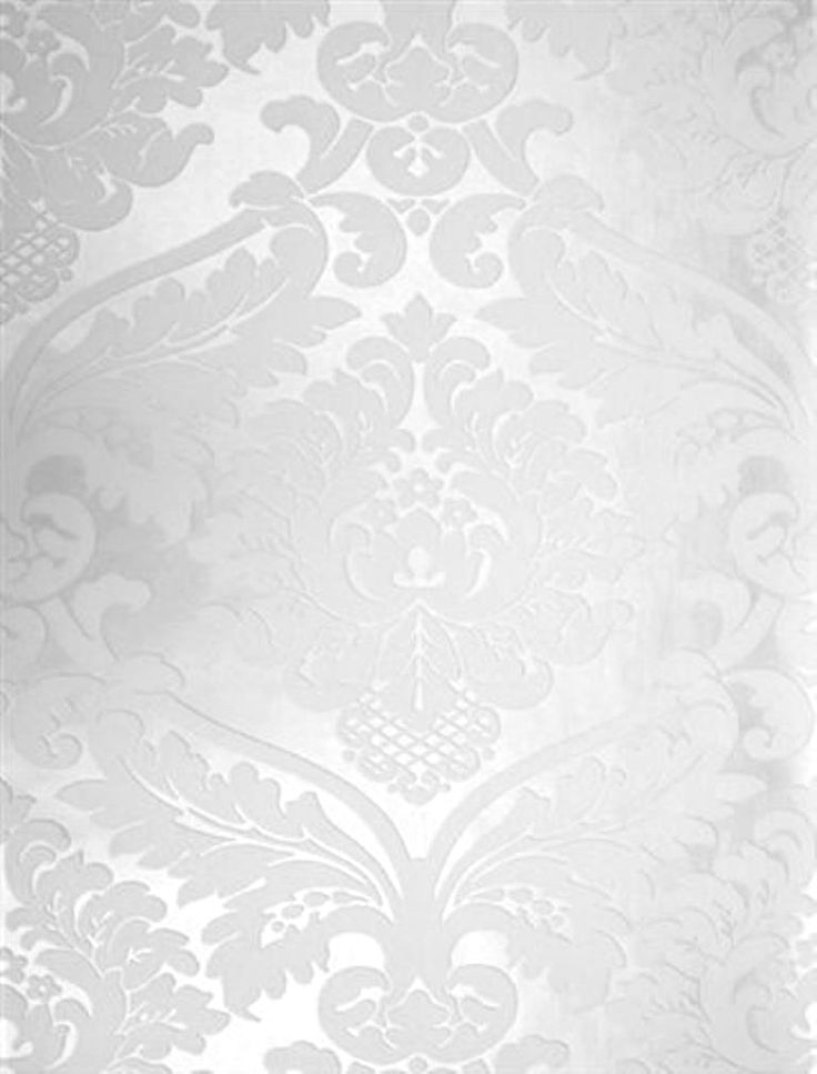 Blanc White Damask Wallpaper Bathroom Decorating Ideas