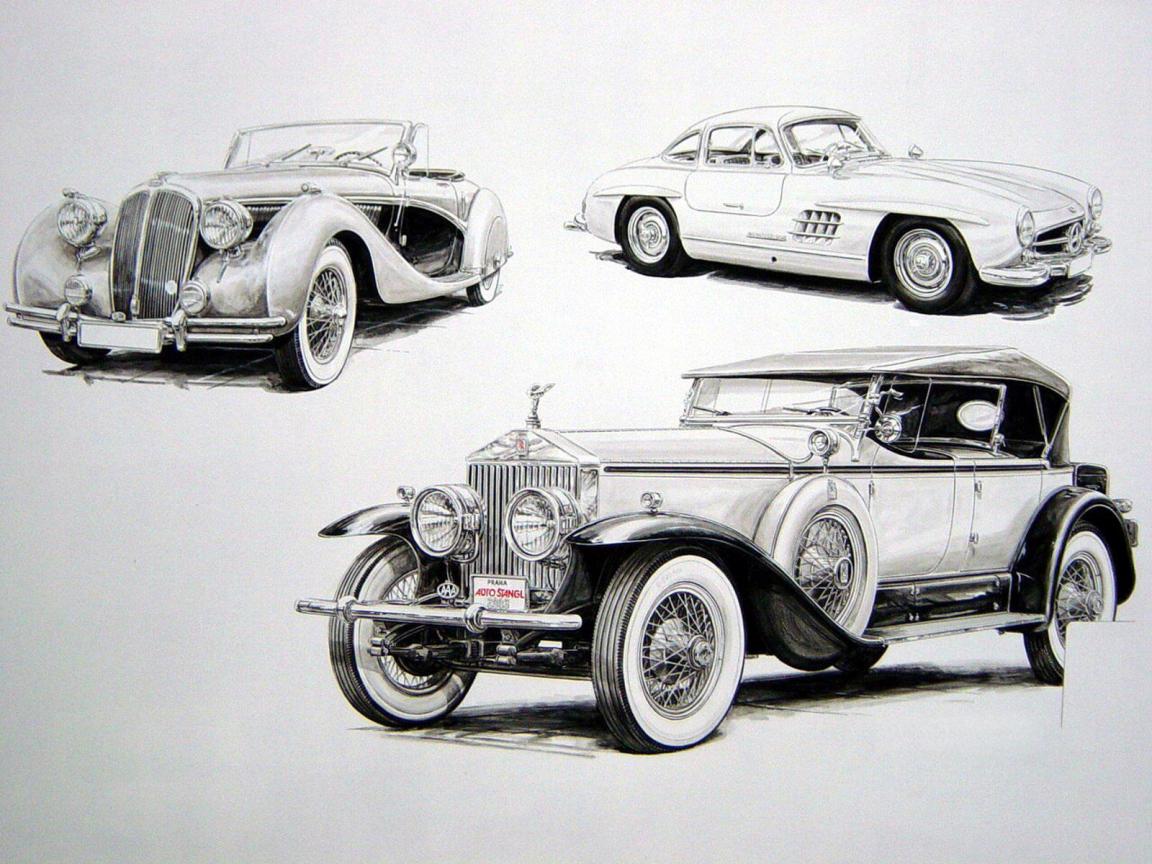 Vintage Cars And Racing Scene Wallpaper