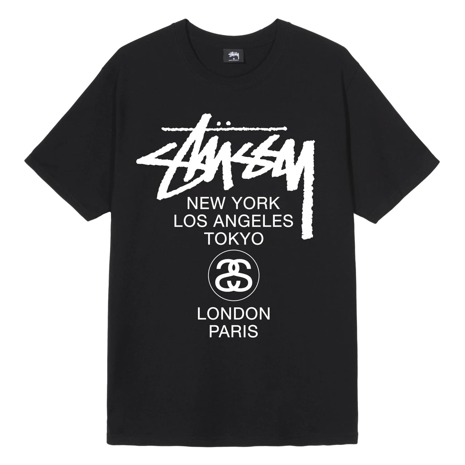 Stussy T-Shirt with City Names and Logo
