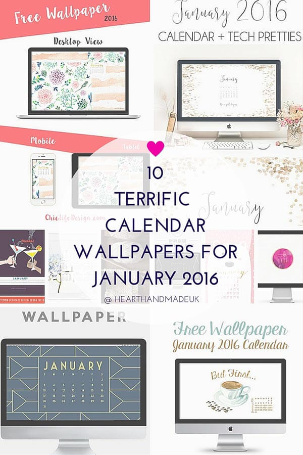 Terrific Calendar Wallpaper For January Heart Handmade Uk