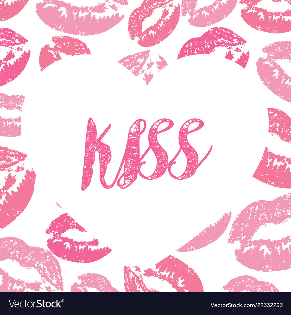 Free download Romantic background of pink imprints kisses print Vector ...