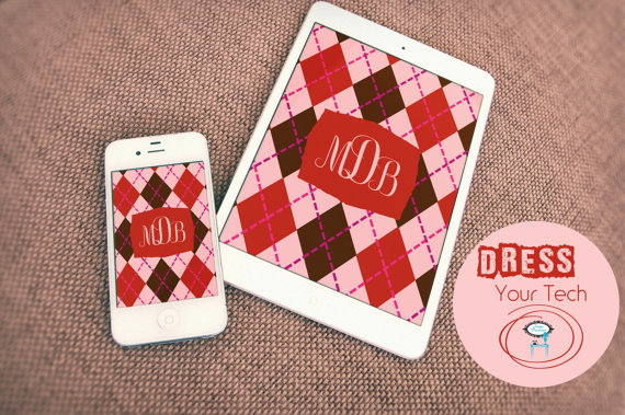 Cell Phone And Tablet Wallpaper Classic Pink Red Argyle Monogram