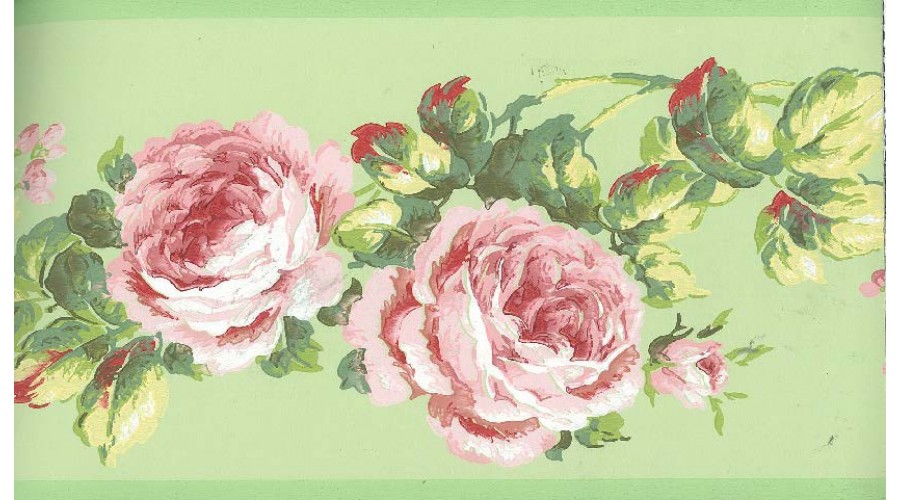 Home Pink Rose Floral Wallpaper Border
