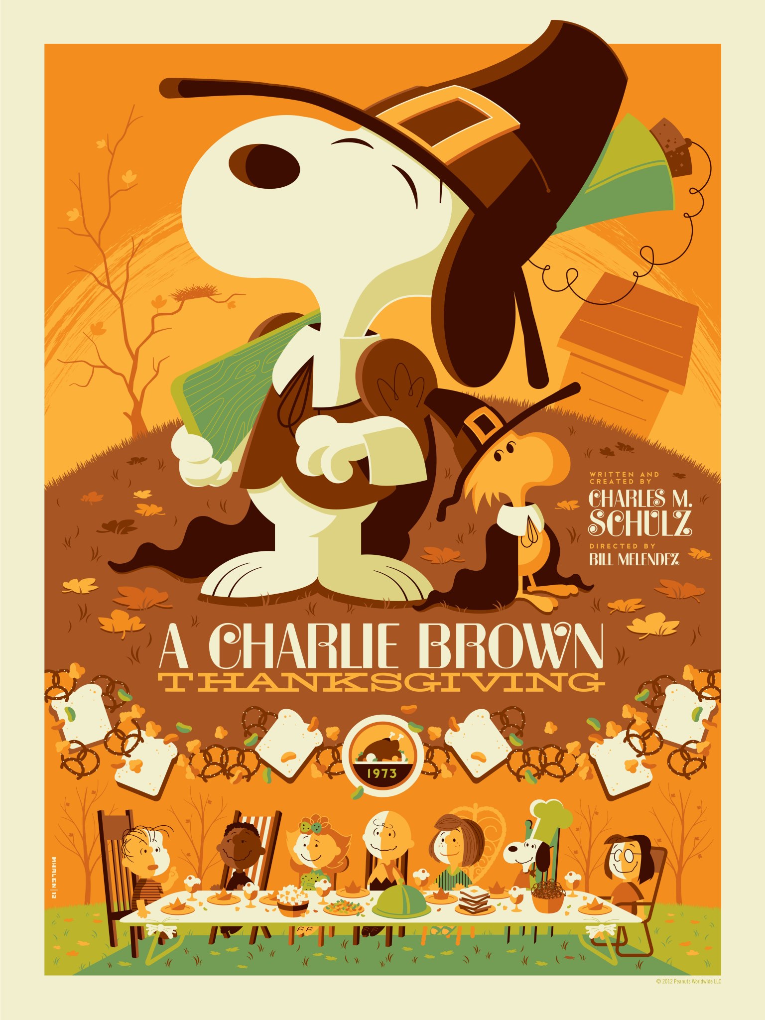Tom Whalen Peanuts Print A Charlie Brown Thanksgiving Blurppy