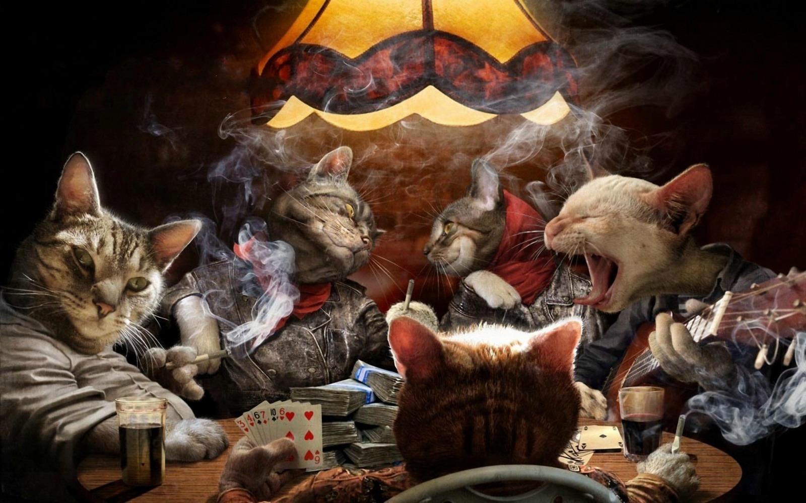 Poker Cats Wallpaper Background