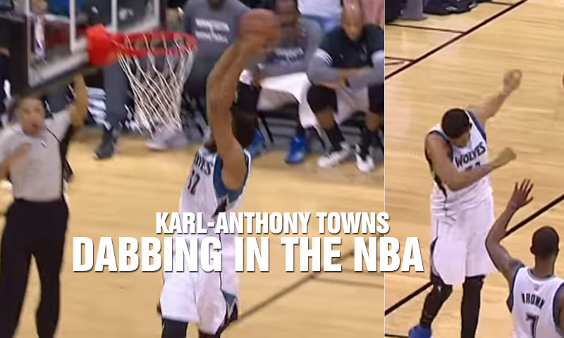 Karl Anthony Towns Celebrates An And Dunk With The Dabbing Dance