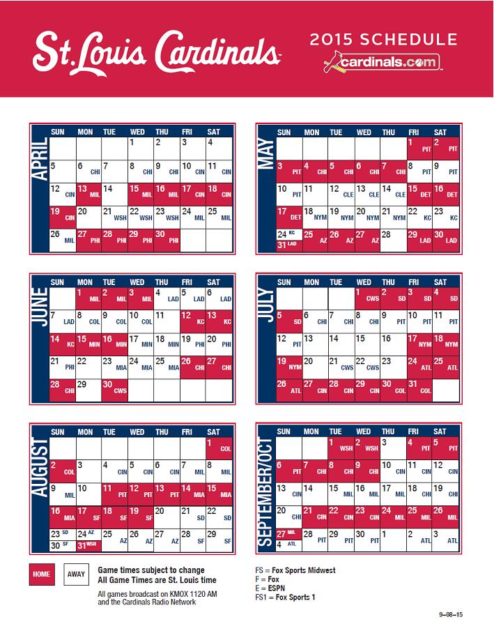 St Louis Cardinals Schedule