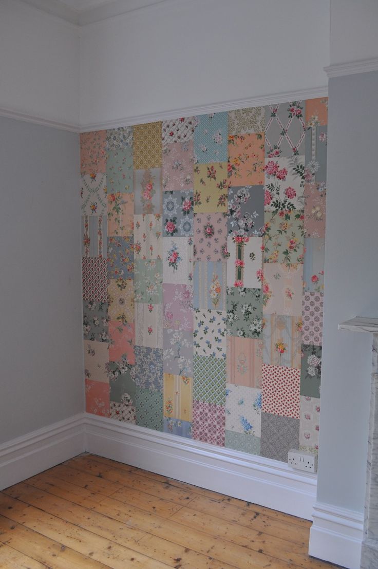Patchwork Quilt Effect Using Vintage Wallpaper Cuttings On A Wall