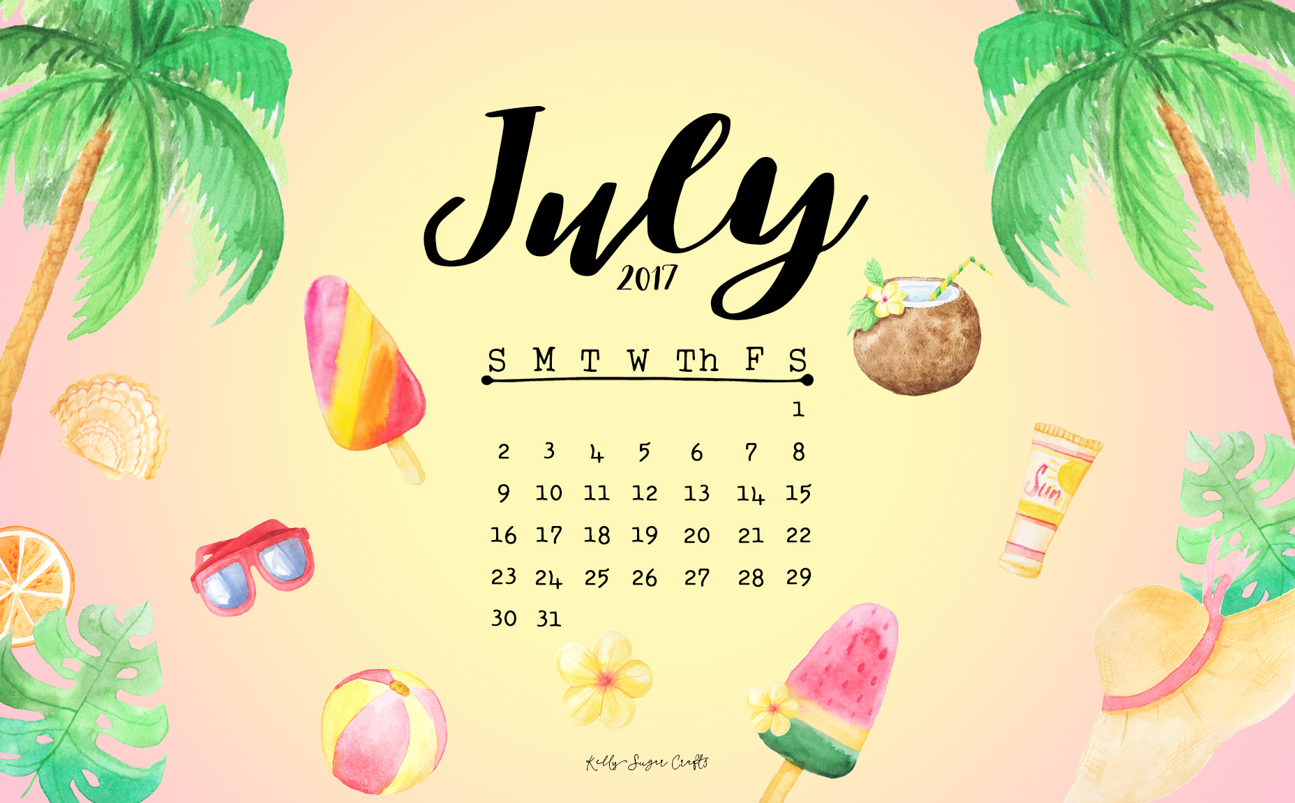 July 2017 Calendar Wallpapers Kelly Sugar Crafts 1856x1151