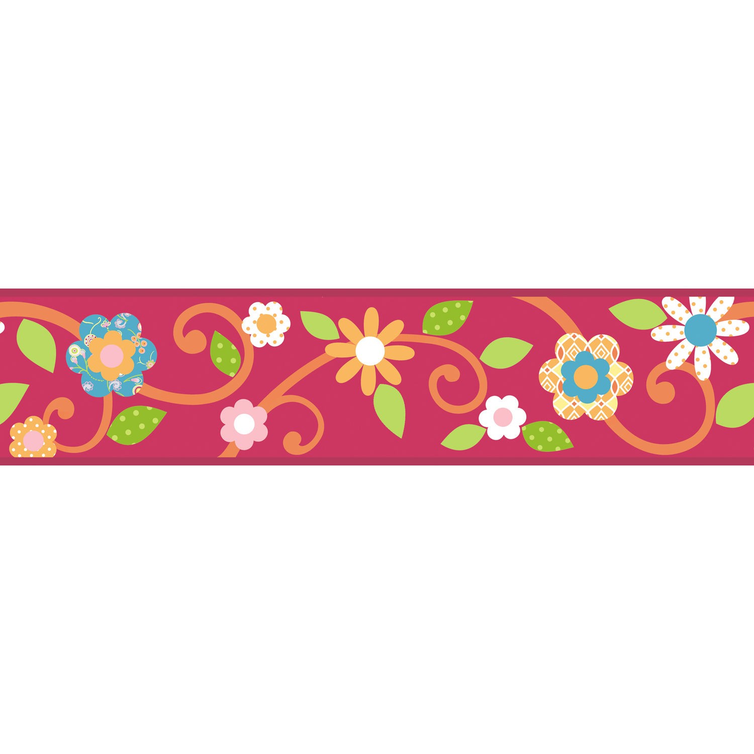 Room Mates Studio Designs Scroll Floral Wall Border In Pink White