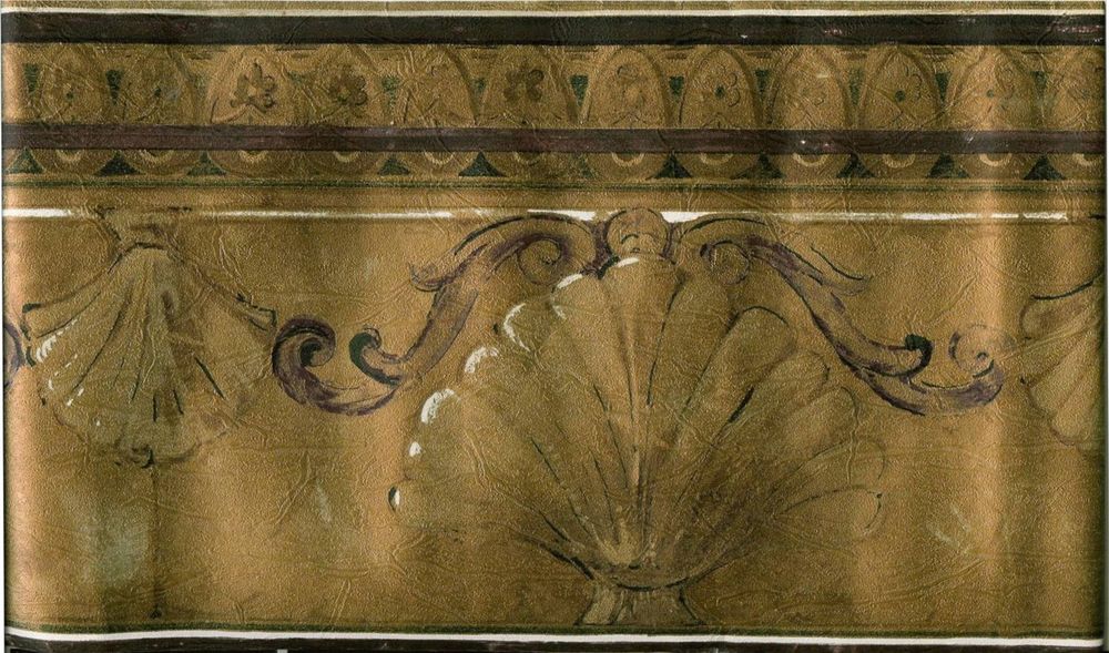 Victorian Architectural Shell On Gold Wallpaper Border
